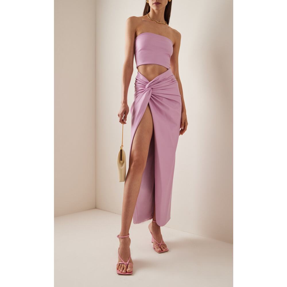 Lapointe Pink Faux Leather Crop Tube Top Feminine Romantic Spring Summer Y2K Mod